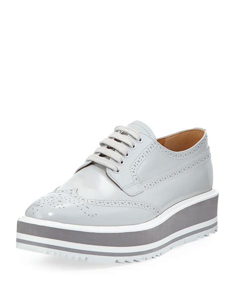 prada women's leather brogue platform oxfords|Prada brogue leather shoes.